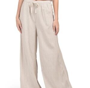 Max Studio London Linen Wide Leg Pant Minimalist Preppy Lagenlook Sustainable XS